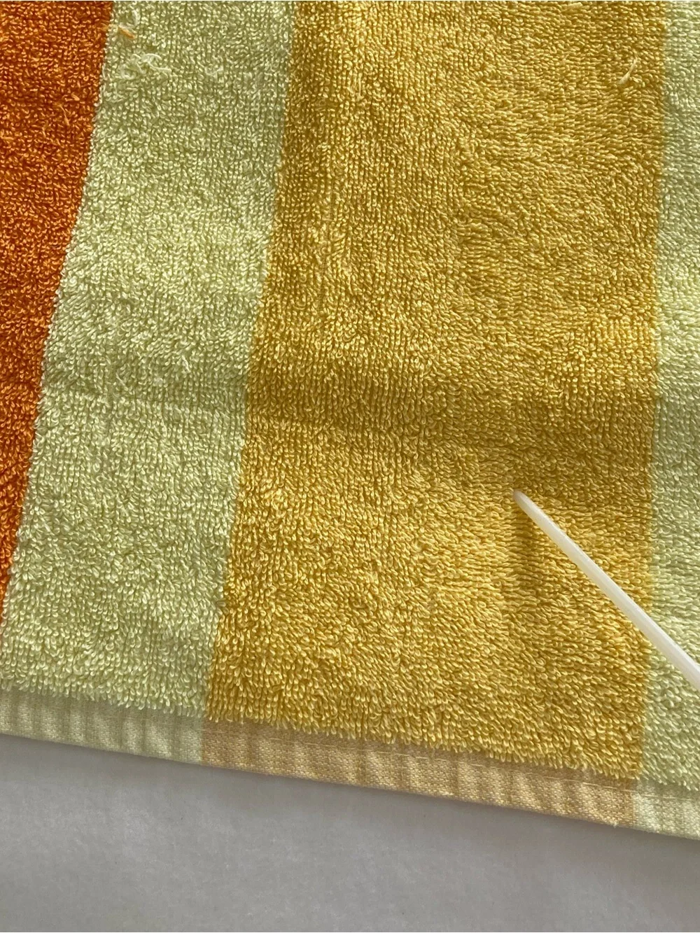 Vintage 1970s Utica, J P Stevens Orange & Yellow Stripe Bath Towels & Washcloths